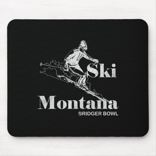 レトロ モンタナ Bridger Bowl スキーTシャツ マウスパッド (正面)