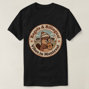 レトロ モントリオール ビーバー & ベーグル Tシャツ