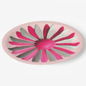 レトロ モード ピンク フラワー フローラル スプリング ガーデン パーティー ペーパープレート (アングル)