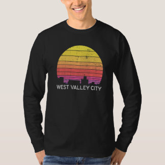 レトロ ユタ ウエストバレーの街のスカイライン ビンテージ 都市 Tシャツ