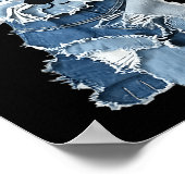 レトロ ユニーク デニム パッチ 動物 犬 プリント (角)