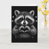 レトロ ユニーク ワイルドだけどカワイイ バレンタイン ラクーン ラブ カード (黄色い花)