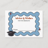 レトロ ライトブルー アドバイス＆ウィッシュ 卒業おめでとう エンクロージャーカード (正面)