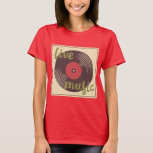 レトロ ライブ ミュージック レコード Tシャツ