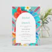 レトロ ライン トロピカル マジェンタ フューシャ ブライダル シャワー 招待状 (スタンド正面)