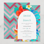 レトロ ライン トロピカル マジェンタ フューシャ ブライダル シャワー 招待状 (正面/裏面)