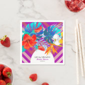 レトロ ライン フラワー サマー トロピカル ウェディング シャワー スタンダードカクテルナプキン (インサイチュ)