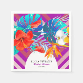 レトロ ライン フラワー サマー トロピカル ウェディング シャワー スタンダードカクテルナプキン