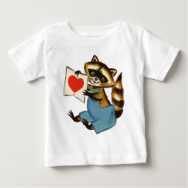 レトロ ラクーン バレンタイン ベビーTシャツ