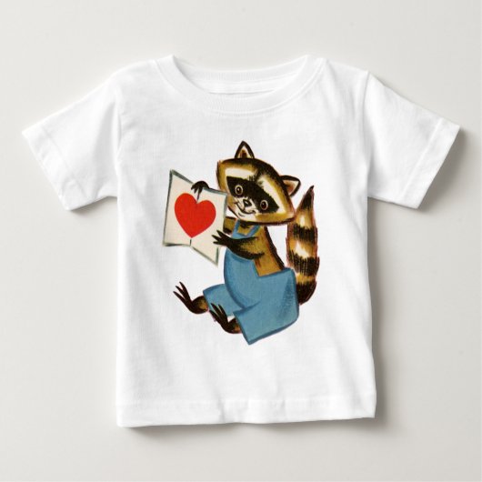 レトロ ラクーン バレンタイン ベビーTシャツ (正面)