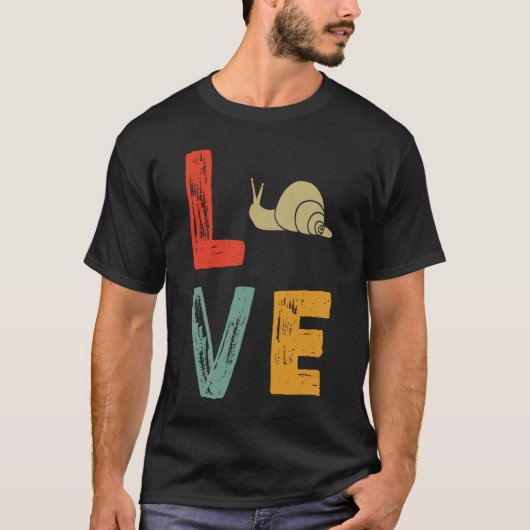 レトロ ラブ カタツムリ ナメクジ Tシャツ (正面)