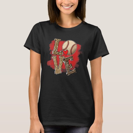 レトロ ラブ 野球 ヒョウ柄 Tシャツ (正面)