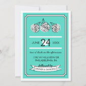 レトロ ラプトル ウェディング インビテーション（ストライプ） 招待状 (裏面)