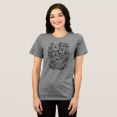 レトロ リノカット 麻雀 花柄 タイル トライブレンドTシャツ (正面全面)