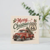 レトロ ルート66 クリスマストラックのご挨拶 カード (スタンド正面)