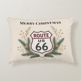 レトロ ルート66 クリスマス パイン オリジナル ホリデー アクセントクッション