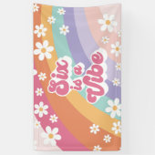 レトロ・レインボーで6歳の誕生日をお祝い 横断幕 (縦)