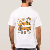 レトロ・レインボーデザインでいつも笑顔に Tシャツ (裏面)