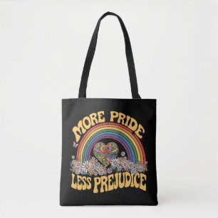 レトロ レインボープライド LGBT もっとプライドと少なめの偏見 トートバッグ