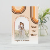 レトロ レインボー アーチド フォト ボーホー 70年代 グルービー トレンディ セーブザデート (スタンド正面)