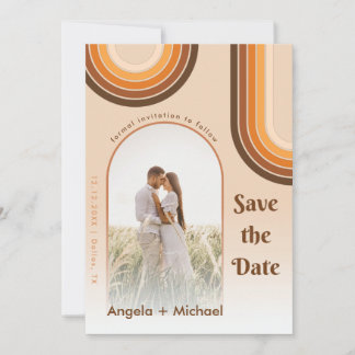 レトロ レインボー アーチド フォト ボーホー 70年代 グルービー トレンディ セーブザデート