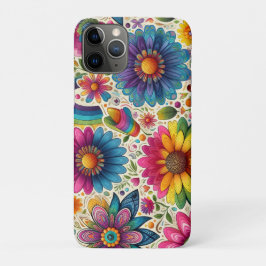 レトロ・レインボー・ヒッピー・フラワー iPhone 11 PROケース