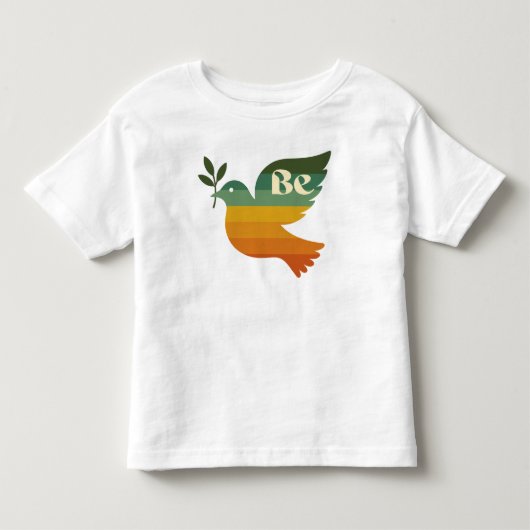 レトロ レインボー 平和の鳩 トドラーTシャツ (正面)