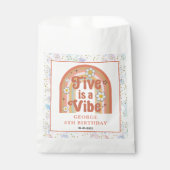 レトロ・レインボー・FIVE is a Vibe グルービー5歳の誕生日 フェイバーバッグ (正面)