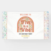 レトロ・レインボー・FIVE is a Vibe グルービー5歳の誕生日 横断幕 (横)