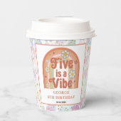 レトロ・レインボー・FIVE is a Vibe グルービー5歳の誕生日 紙コップ (裏面)