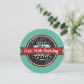 レトロ レコード リボン 50年代 誕生日パーティー 招待状 (スタンド正面)