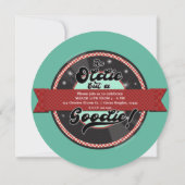 レトロ レコード リボン 50年代 誕生日パーティー 招待状 (裏面)