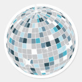 レトロ「レッスディスコ」ディスコボール誕生日パーティー ラウンドシール (正面)