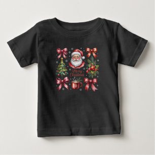レトロ レッド コケット クリスマス かわいい ホリデー ベビーTシャツ