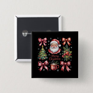 レトロ レッド コケット クリスマス かわいい Xmas ホリデー 缶バッジ