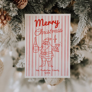 レトロ レッド サンタ シャンパン クリスマス ノンフォト