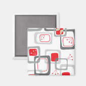 レトロ レッド チェリー スクエア マグネット (正面/裏面)