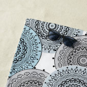 レトロ、レトロな柄、青と灰色エレガント、 ビーチタオル (インサイチュ)