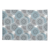 レトロ、レトロな柄、青と灰色エレガント、 枕カバー (裏面)