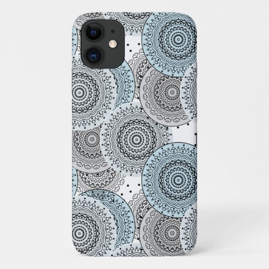 レトロ、レトロな柄、青と灰色エレガント、 Case-Mate iPhoneケース (裏面)