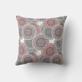 レトロ、レトロパターン、ブルーとピンクエレガント、 クッション (裏面)