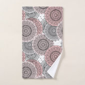 レトロ、レトロパターン、ブルーとピンクエレガント、 バスタオルセット (ハンドタオル)