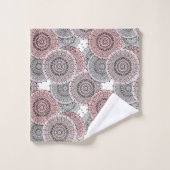 レトロ、レトロパターン、ブルーとピンクエレガント、 バスタオルセット (ウォッシュタオル)