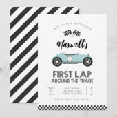 レトロ・レースカー サーキット一周記念バースデー 招待状 (正面/裏面)