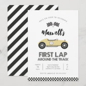 レトロ・レースカー サーキット一周記念バースデー 招待状 (正面/裏面)