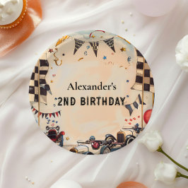 レトロ レース トラック 2歳の誕生日 ペーパープレート