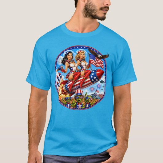 レトロ・ロケット・ガールズ USA Tシャツ (正面)