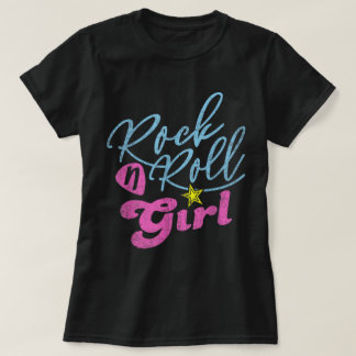 レトロ・ロックンロール・ガール・グラフィック Tシャツ