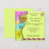 レトロ ロックンロール バースデー パーティー インビテーション (正面/裏面)