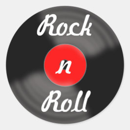 レトロ・ロックンロール・ビニール・レコード・ステッカー ラウンドシール
